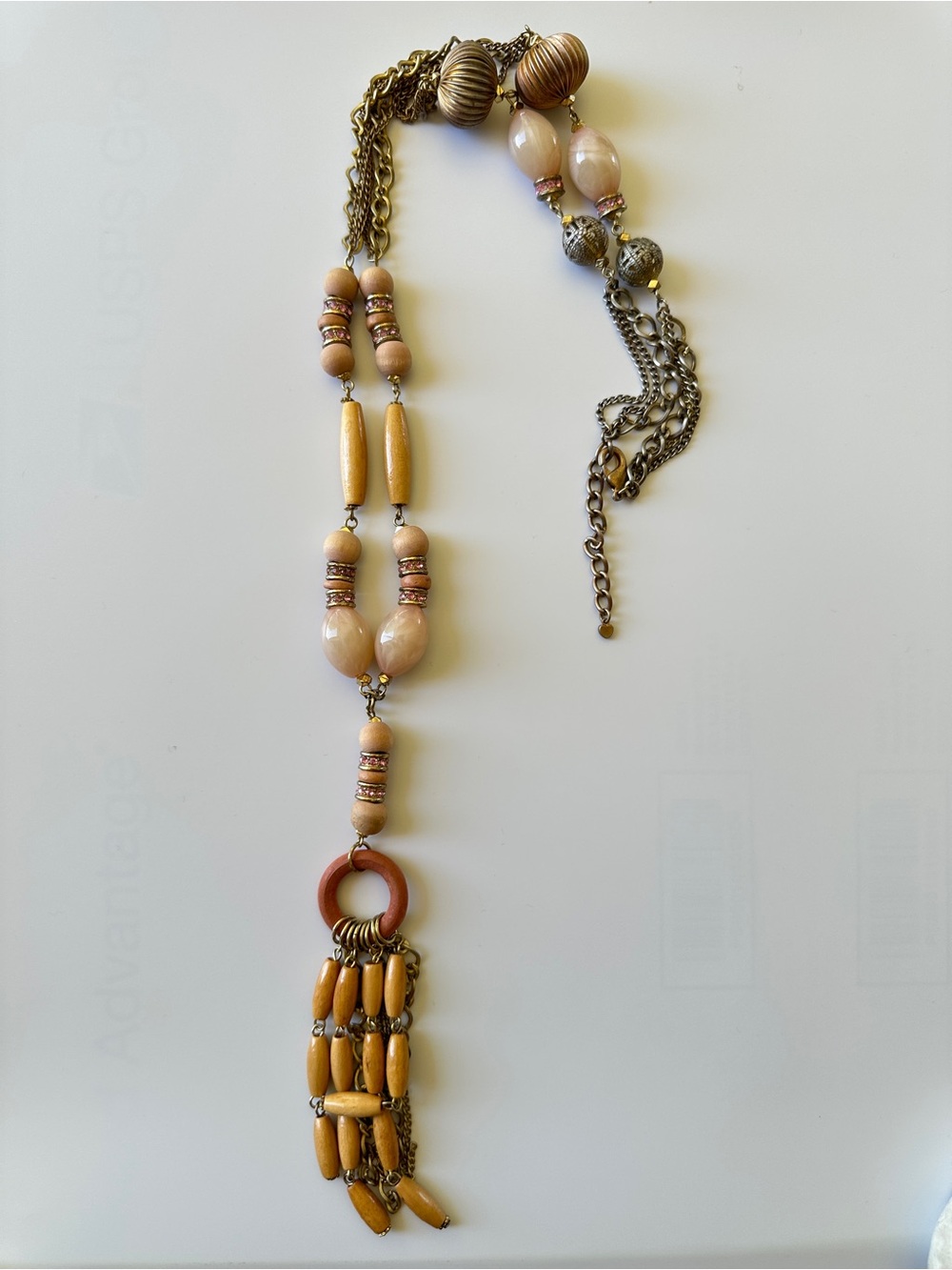 Beaded Tassel Necklace in Beige and Tan - Unbranded Women’s Jewelry